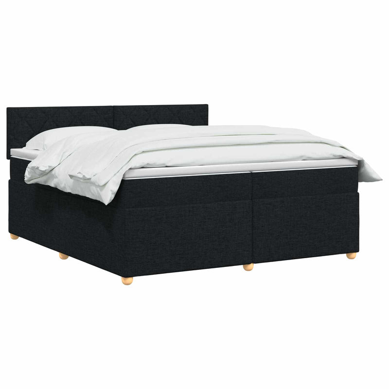 Pat boxspring cu saltea Negru 200 x 200 cm Țesătură