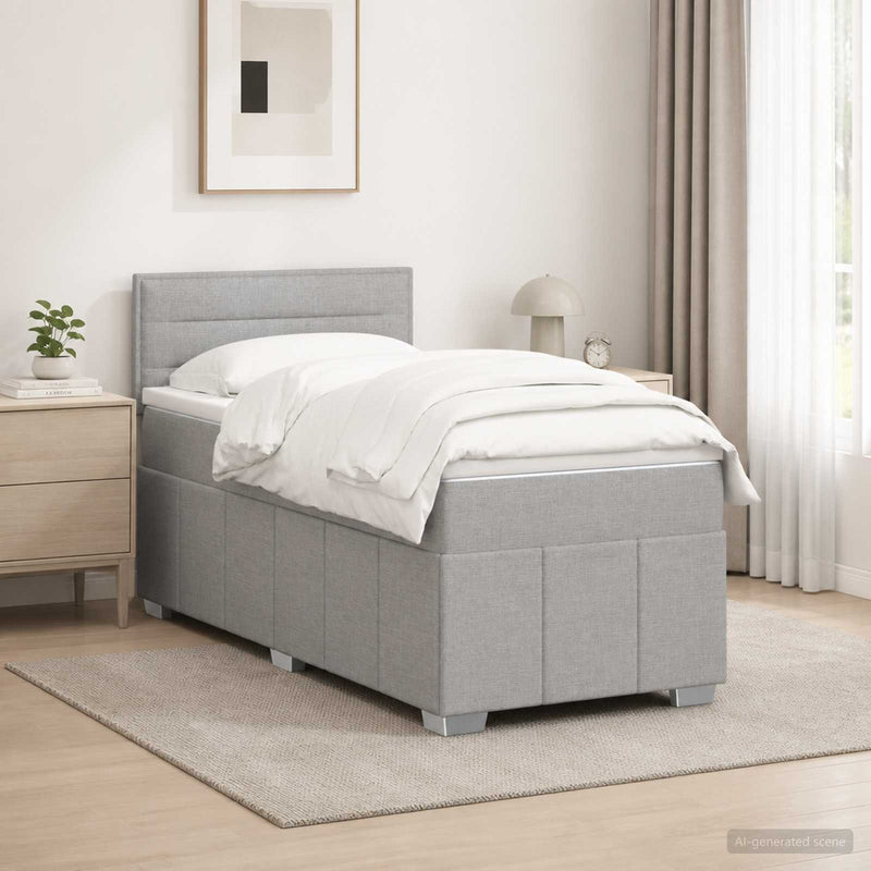 Pat boxspring cu saltea Gri deschis 80 x 200 cm Țesătură