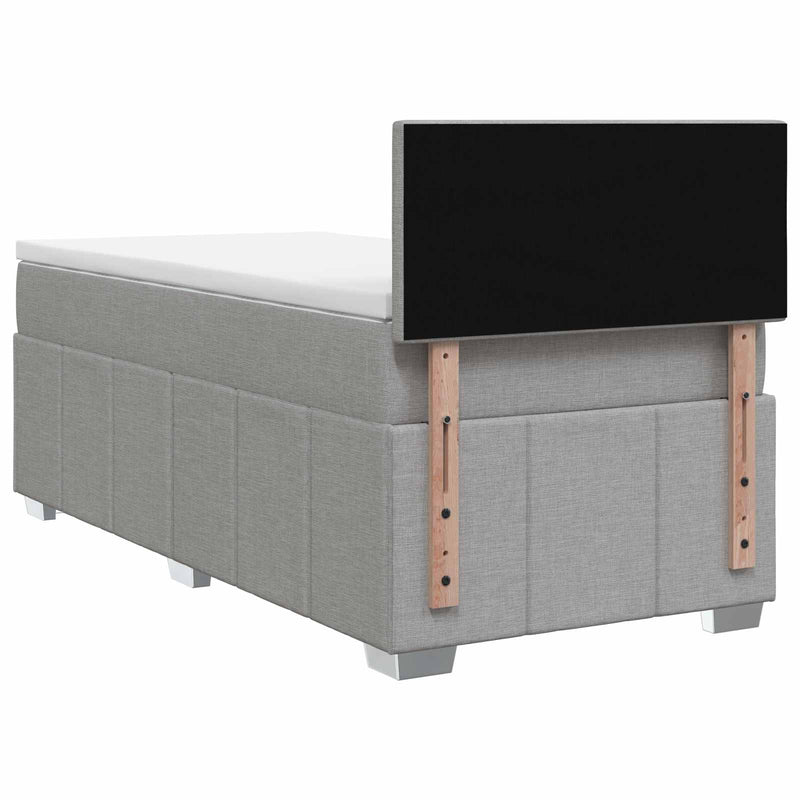 Pat boxspring cu saltea Gri deschis 100 x 200 cm Țesătură