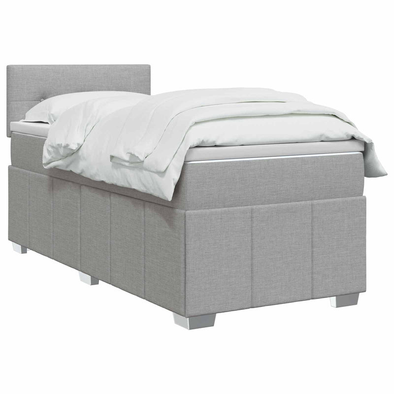 Pat boxspring cu saltea Gri deschis 100 x 200 cm Țesătură