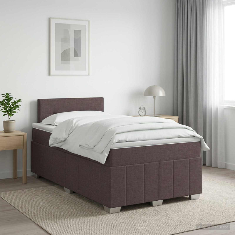 Pat boxspring cu saltea Maro închis 120 x 190 cm Țesătură
