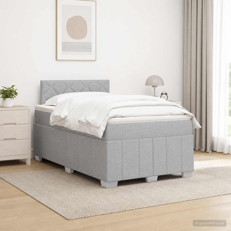 Pat boxspring cu saltea Gri deschis 120 x 190 cm Țesătură