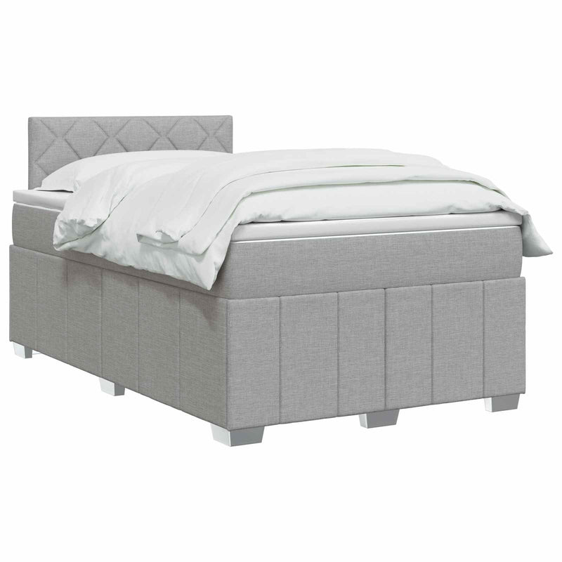Pat boxspring cu saltea Gri deschis 120 x 190 cm Țesătură