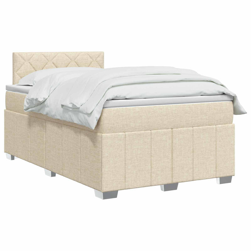 Pat boxspring cu saltea cu headboard Crem 120 x 200 cm Țesătură