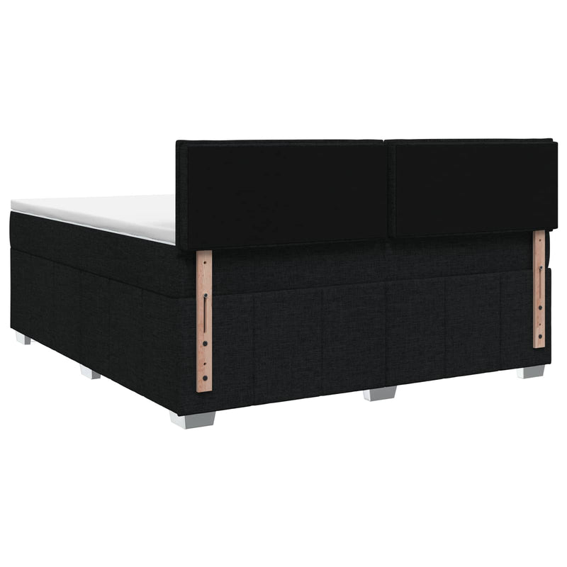 Pat boxspring cu saltea Negru 140 x 190 cm Țesătură