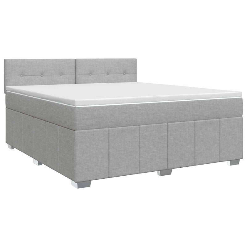 Pat boxspring cu saltea Gri deschis 140 x 200 cm Țesătură