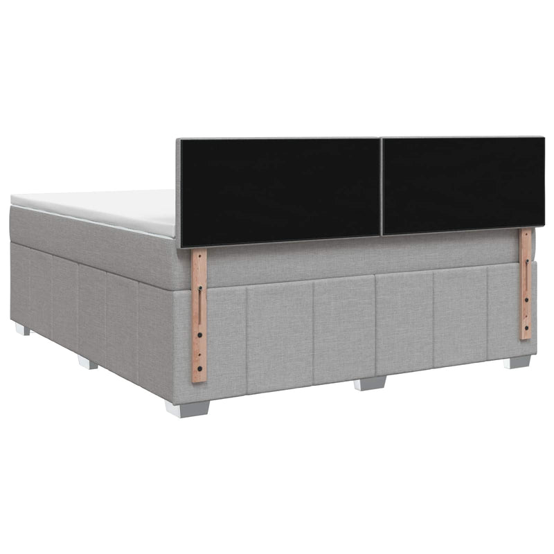 Pat boxspring cu saltea Gri deschis 140 x 200 cm Țesătură
