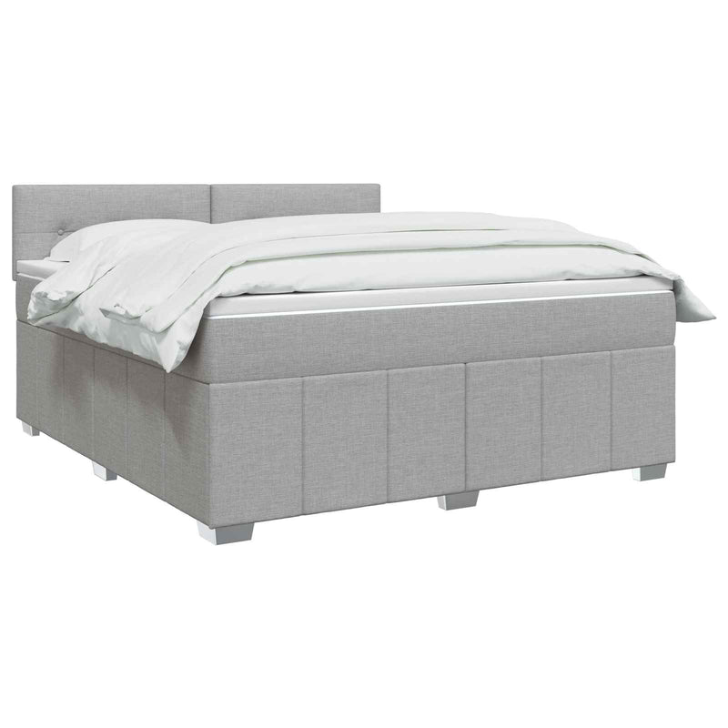 Pat boxspring cu saltea Gri deschis 140 x 200 cm Țesătură