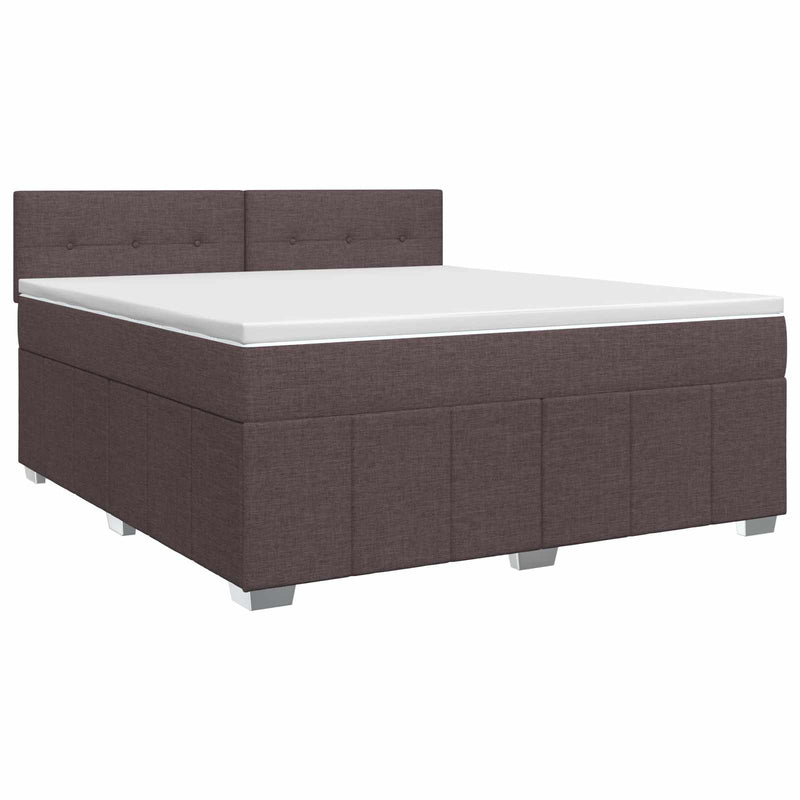 Pat boxspring cu saltea Maro închis 140 x 200 cm Țesătură