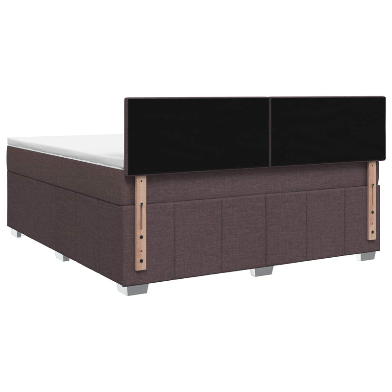 Pat boxspring cu saltea Maro închis 140 x 200 cm Țesătură