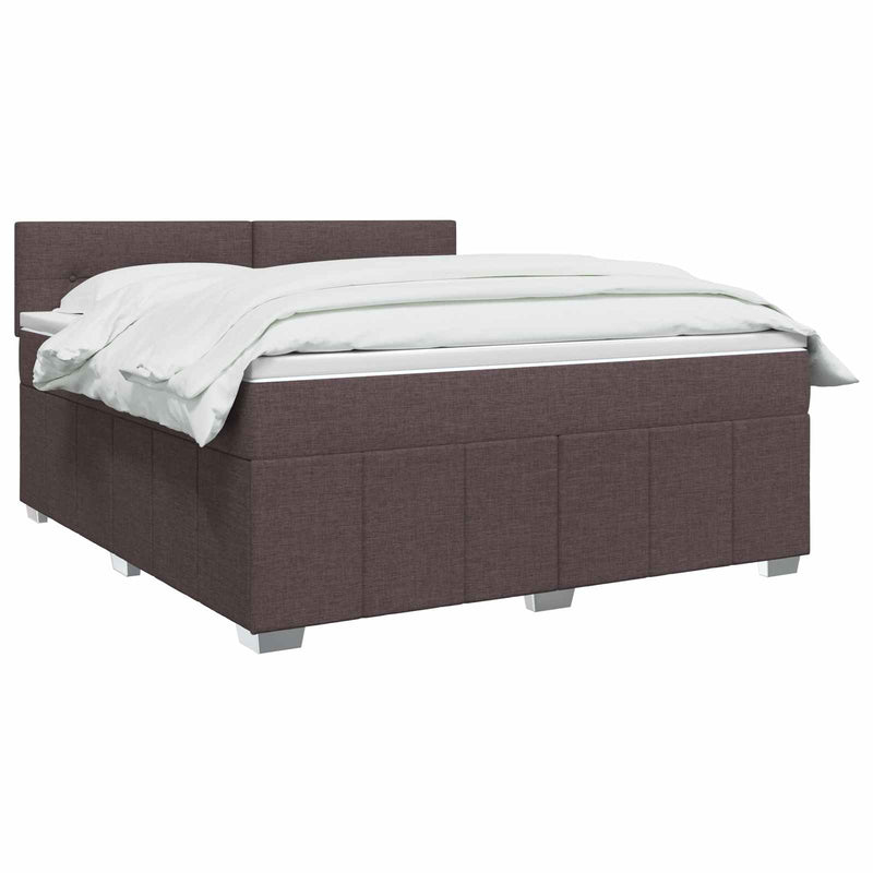 Pat boxspring cu saltea Maro închis 140 x 200 cm Țesătură
