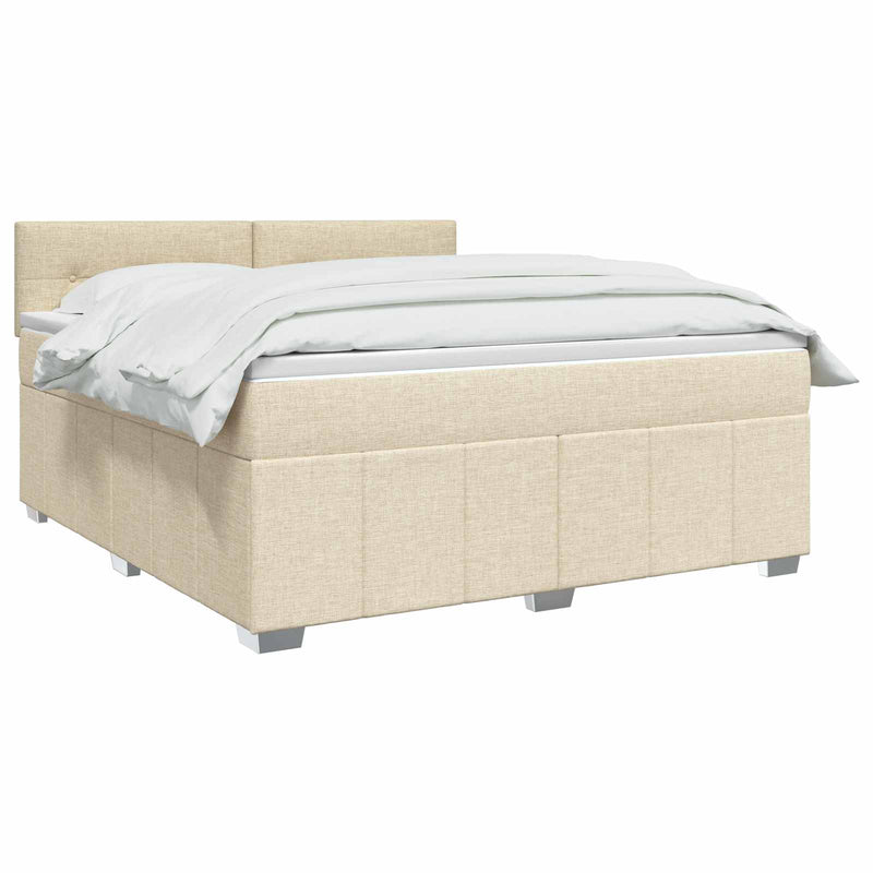 Pat boxspring cu saltea cu headboard Crem 140 x 200 cm Țesătură