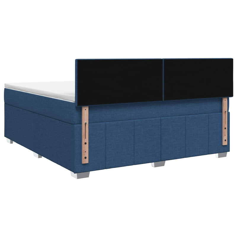 Pat boxspring cu saltea albastru 140 x 200 cm Țesătură