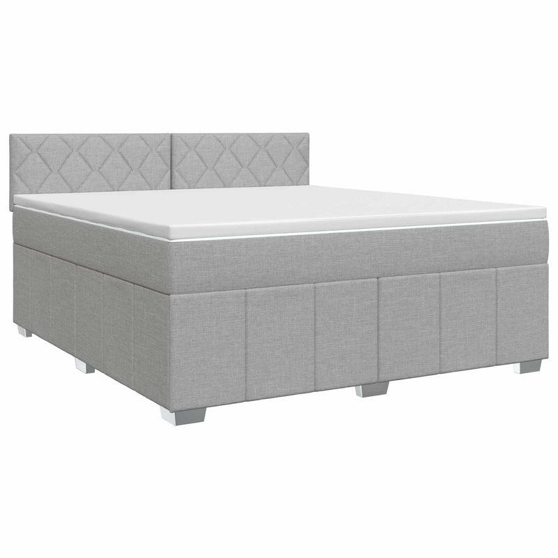 Pat boxspring cu saltea Gri deschis 140 x 200 cm Țesătură