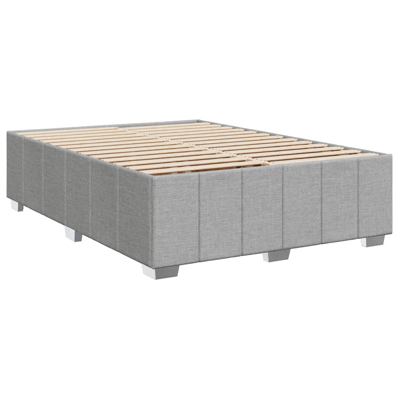 Pat boxspring cu saltea Gri deschis 140 x 200 cm Țesătură