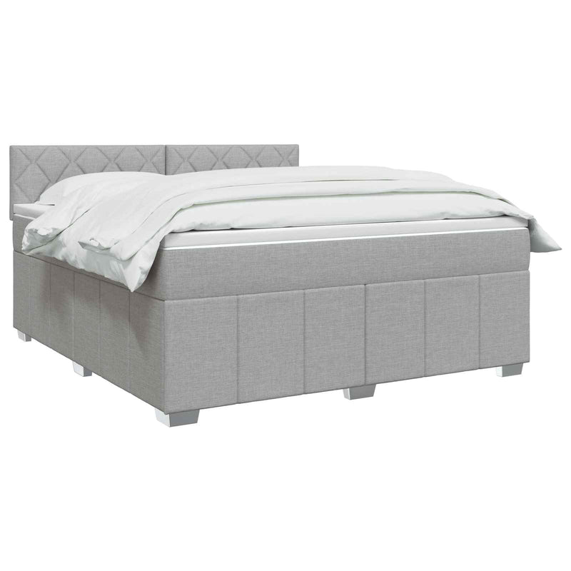 Pat boxspring cu saltea Gri deschis 140 x 200 cm Țesătură