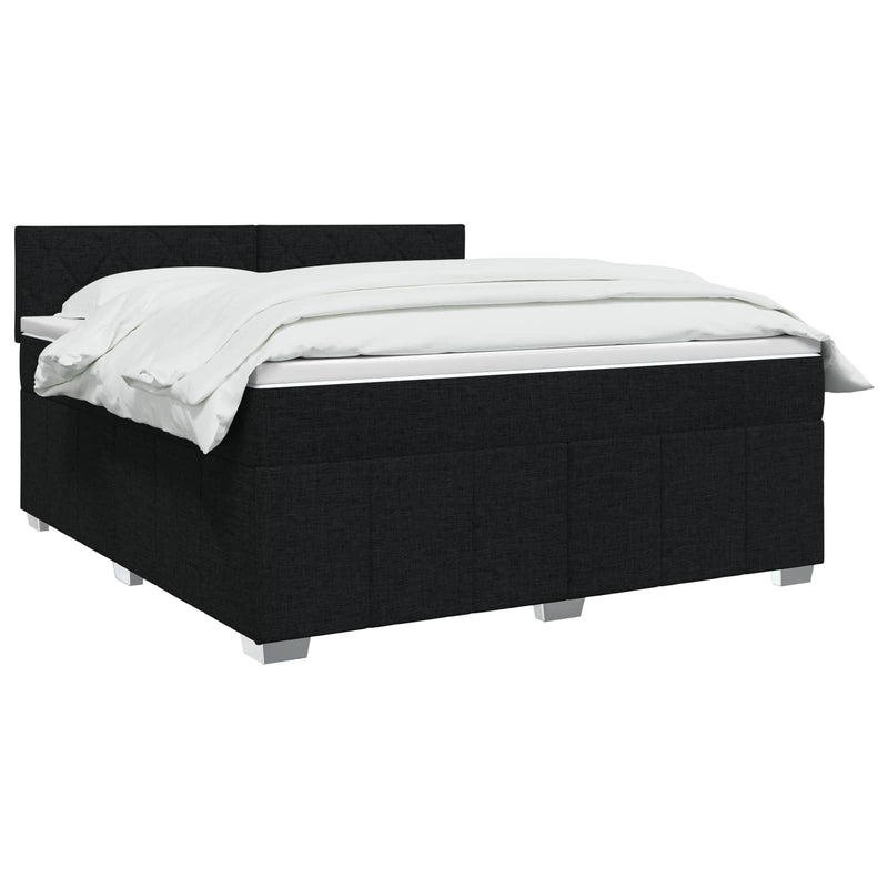 Pat boxspring cu saltea Negru 140 x 200 cm Țesătură