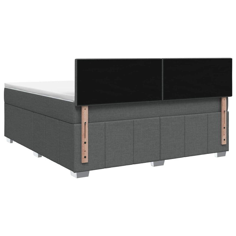 Pat boxspring cu saltea Gri închis 160 x 200 cm Țesătură