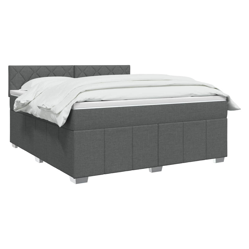 Pat boxspring cu saltea Gri închis 160 x 200 cm Țesătură