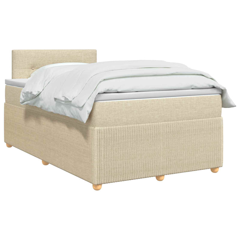 Pat boxspring cu saltea cu headboard Crem 120 x 190 cm Țesătură
