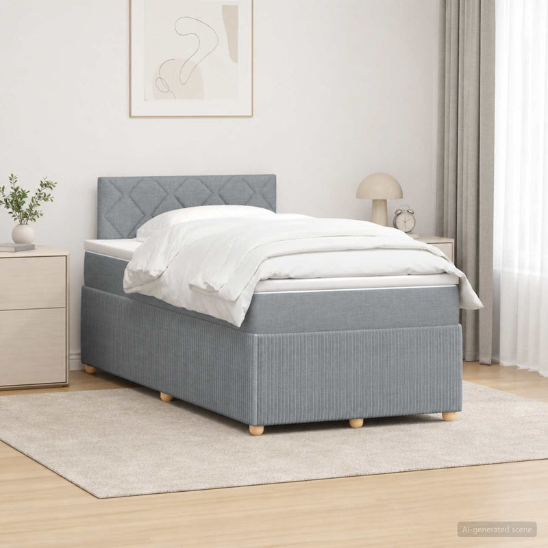 Pat boxspring cu saltea Gri deschis 120 x 200 cm Țesătură