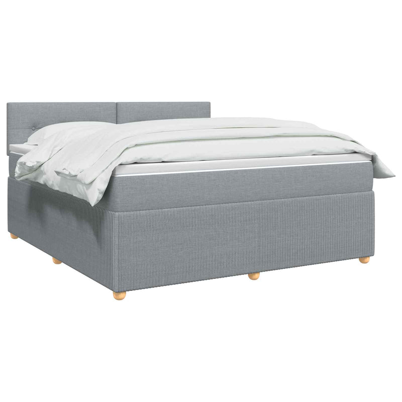 Pat boxspring cu saltea Gri deschis 140 x 200 cm Țesătură