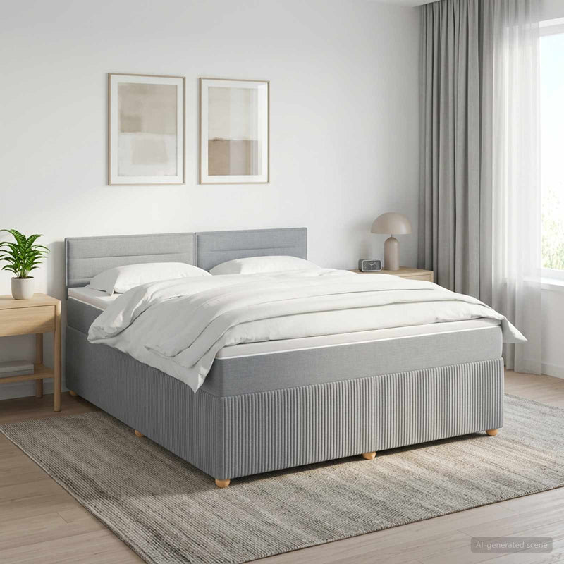 Pat boxspring cu saltea Gri deschis 140 x 190 cm Țesătură