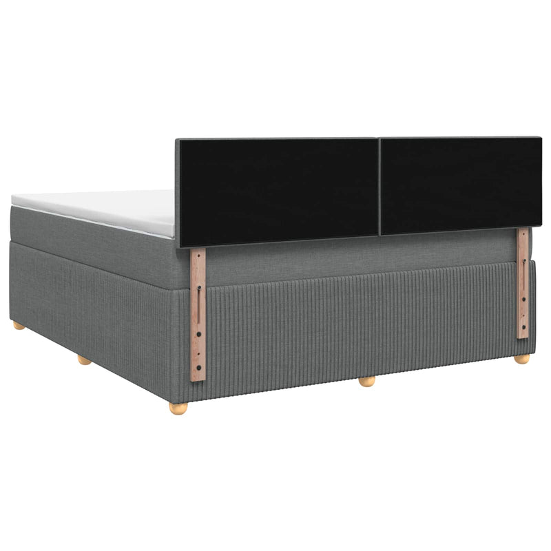 Pat boxspring cu saltea Gri închis 180 x 200 cm Țesătură