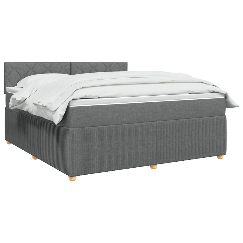 Pat boxspring cu saltea Gri închis 180 x 200 cm Țesătură