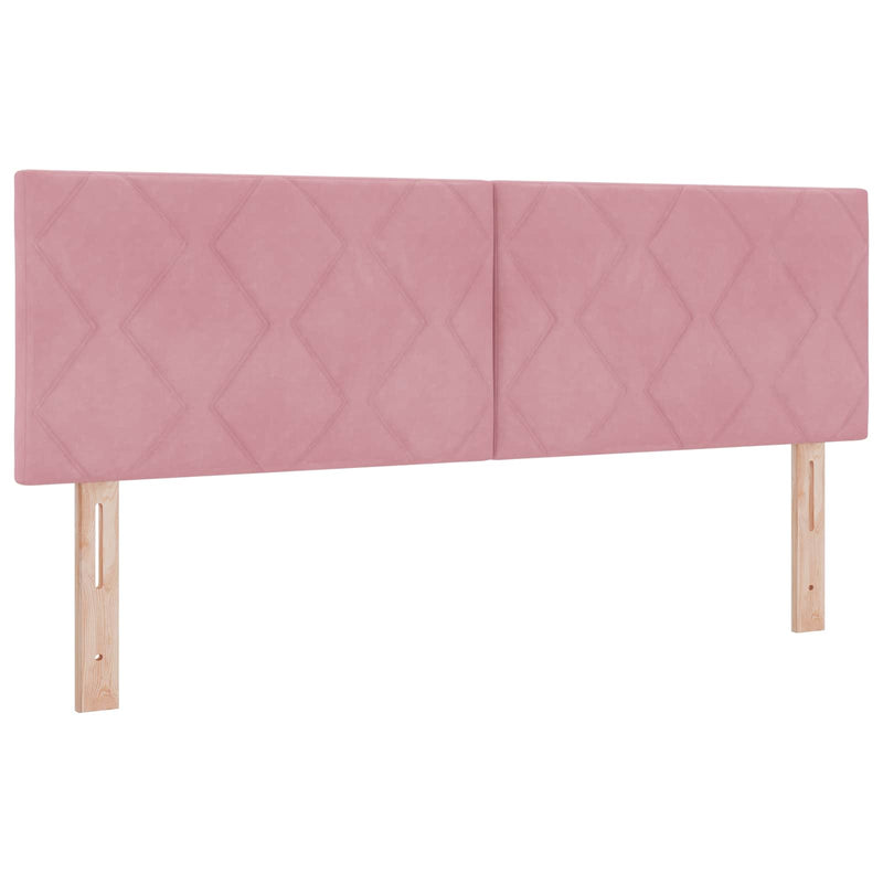 Pat boxspring cu saltea cu headboard Roz 140 x 200 cm Catifea