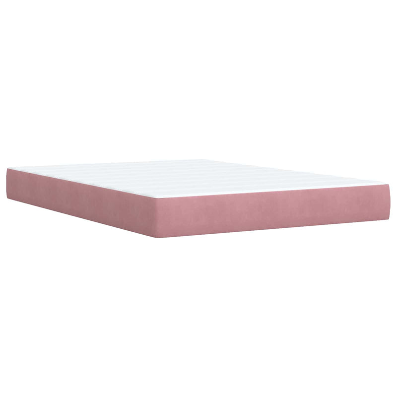 Pat boxspring cu saltea cu headboard Roz 140 x 200 cm Catifea
