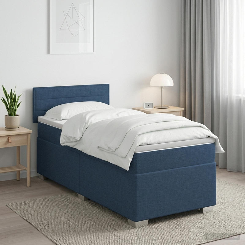Pat box spring cu saltea și LED Crem 100 x 200 cm Țesătură