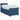Pat box spring cu saltea și LED albastru 100 x 200 cm Țesătură