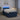 Pat box spring cu saltea și LED albastru 120 x 190 cm Țesătură
