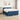 Pat box spring cu saltea și LED albastru 180 x 200 cm Țesătură