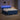 Pat box spring cu saltea și LED albastru 140 x 190 cm Țesătură