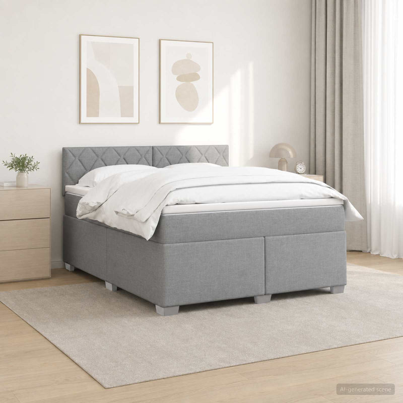 Pat box spring cu saltea și LED Gri deschis 140 x 200 cm