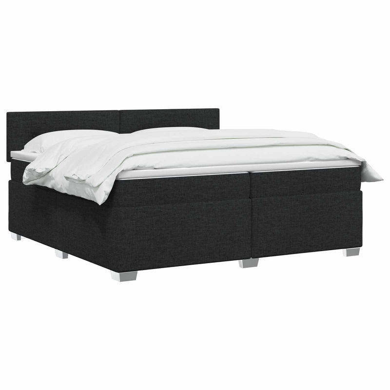 Pat box spring cu saltea și LED Negru 200 x 200 cm Țesătură
