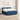 Pat box spring cu saltea și LED albastru 200 x 200 cm Țesătură