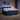 Pat box spring cu saltea și LED albastru 200 x 200 cm Țesătură