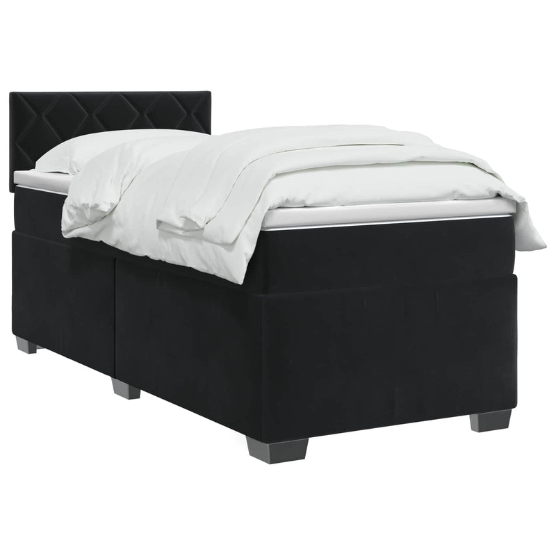 Pat box spring cu saltea și LED Negru 80 x 200 cm Catifea