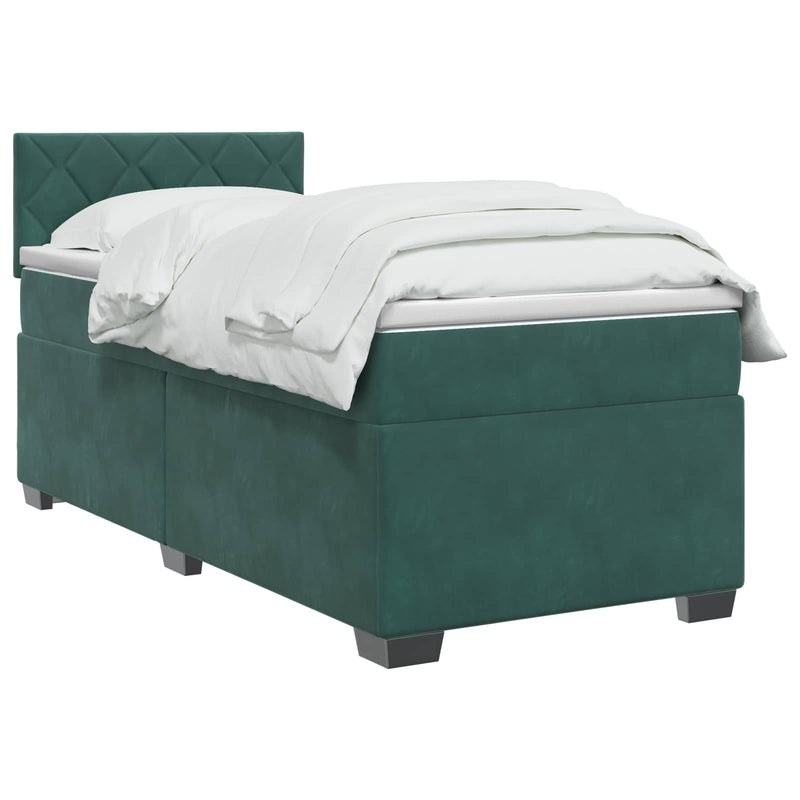 Pat box spring cu saltea și LED Verde închis 80 x 200 cm