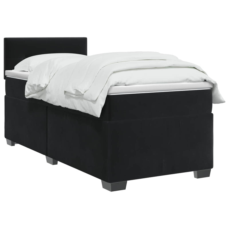 Pat box spring cu saltea și LED Negru 90 x 200 cm Catifea