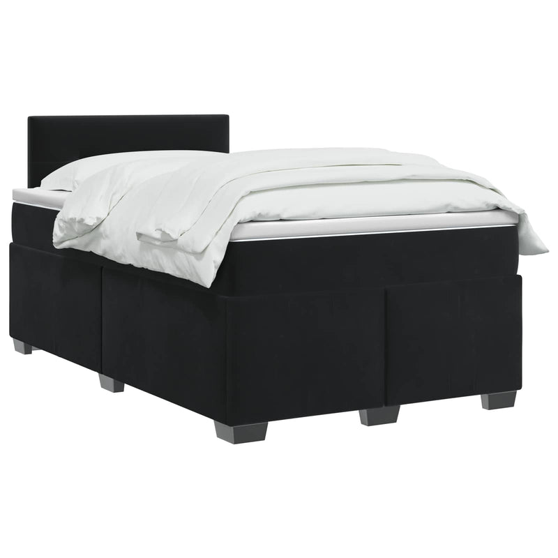 Pat box spring cu saltea și LED Negru 120 x 190 cm Catifea