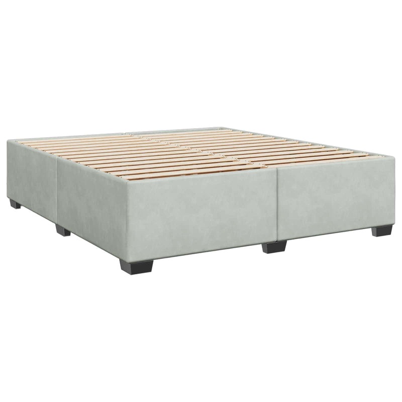 Pat box spring cu saltea și LED Gri deschis 200 x 200 cm