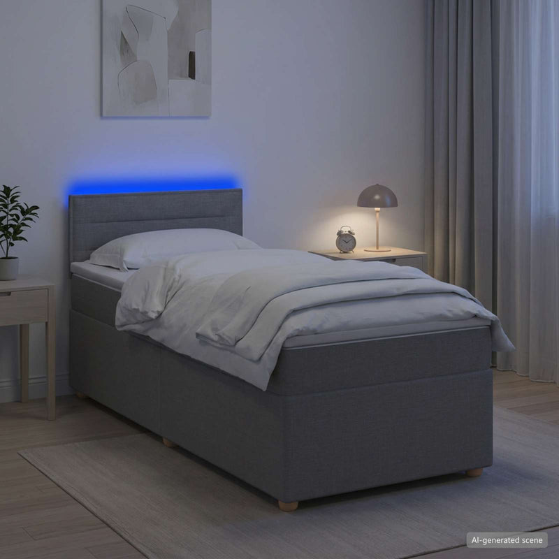 Pat boxspring cu saltea Gri deschis 80 x 200 cm Țesătură