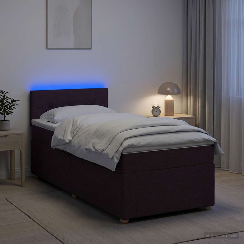 Pat boxspring cu saltea Maro închis 100 x 200 cm Țesătură