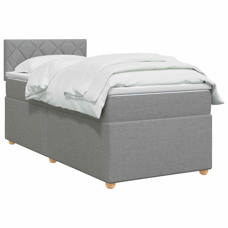 Pat boxspring cu saltea Gri deschis 80 x 200 cm Țesătură