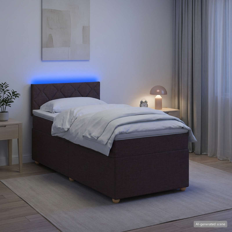 Pat boxspring cu saltea Maro închis 80 x 200 cm Țesătură