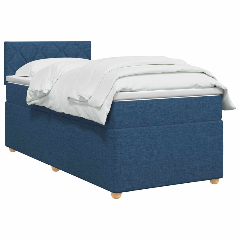Pat boxspring cu saltea albastru 80 x 200 cm Țesătură